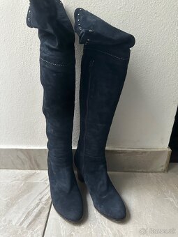 Veľmi málo nosené modré kožené čižmy - 2