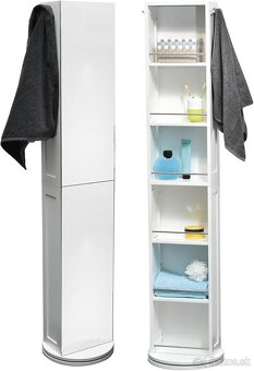 Otočná kúpeľňová skrinka / biela - 2