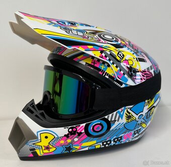 Moto prilba (off-road/motocross) + okuliare, veľkosť L - 2