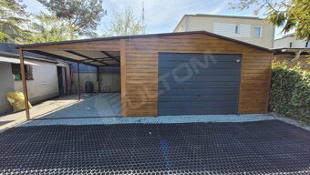 Plechová garáž 5x5m + prístrešok 3x5m + doprava a montáž zda - 2