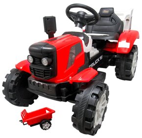 Elektrický traktor s prívesom červený - 2