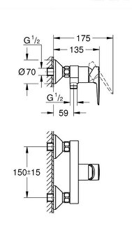 Páková sprchová batéria GROHE, chróm - 2