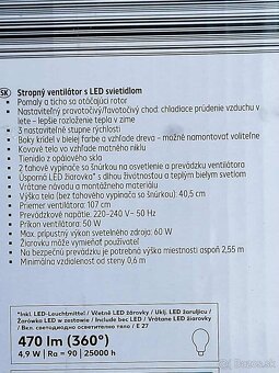 Stropný ventilátor s led osvetlenim - 2