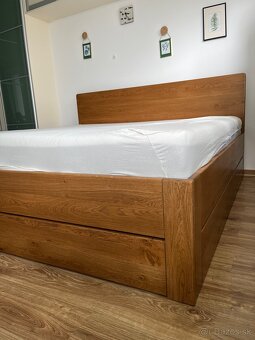 Dubová posteľ - úložný priestor, výklopné rošty - 2