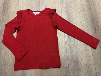 Tričko rebrované s volánikmi h&m 122/128 - 2