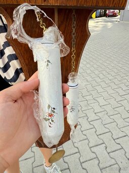 Velke zavesne hodiny (drevo,keramika) s krasnym vzorom - 2