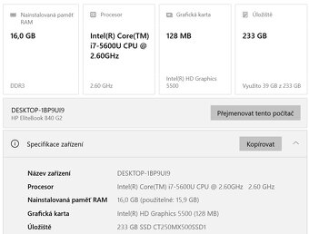▼HP EliteBook 840 G2 - 14" / i7-5600U / 16GB / SSD / ZÁR▼ - 2