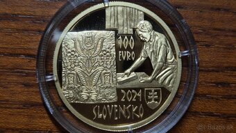 Modrotlač 2024 zlatá investičná minca + pamätný list - 2