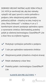 Dormeo vrchný matrac aloe vera vitalis 2v1 - 2