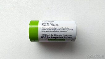 Nabíjateľné batérie RCR123A, 16340, 700 mAh 3,7V, 2,59 Wh - 2