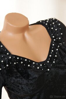 Čierny zamatový body top, M/L - 2
