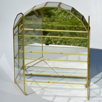 Vintage elegantná sklenená vitrínka so zrkadlom z Anglicka - 2