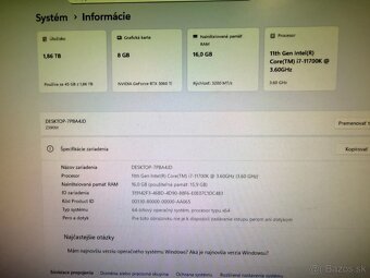 Herný počítač i7-11700K / RTX 3060 Ti 8 GB / 16 GB / 2TB SSD - 2