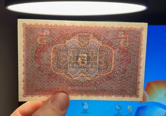 Staré bankovky 5 korun 1919 velmi pěkný stav - 2