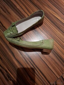 Zelené dámske kožené mokasíny - 2