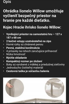 Detská ohrádka Lionelo Wilow - 2