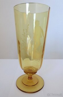 Starožitný pohár ručne maľovaný žltý - 2