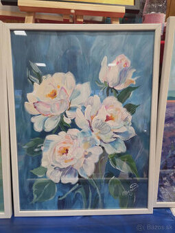 Akryl na akvarelovom papieri, ramik 30x40cm, motív : Kvety - 2