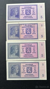 Bankovky Protektorát ČaM 5 Kč rôzne série AUnc - 2