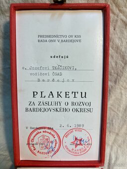 Plaketa v etui a venovaním - 2