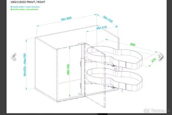 Rohová výsuvná polica WIRELI Style - pravá, 800x403x490-790m - 2