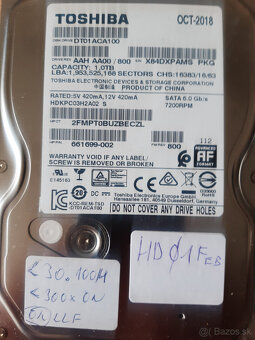HDD 1TB 3,5" TOSHIBA SATA 3, 32MB cache - použitý - 2