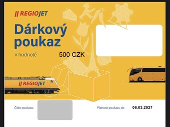 Poukážky Vlaky RegioJet 100€ - 2