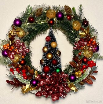 Vianočný veniec na dvere s LED podsvietením vianočná dekorác - 2