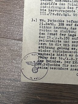 Nemecky dokument udelenie zlatého krízu wehrmacht,SS - 2