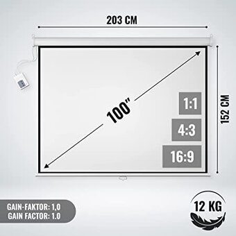 Predám nové elektrické projekčné plátno JAGO 100" 203x152cm - 2