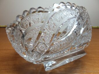 Retro luxusní křišťálová oválná broušená mísa. - 2