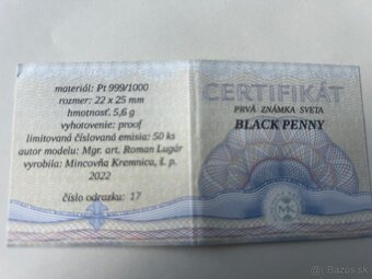 platinový odražok Black Penny a originál 1.známky světa - 2