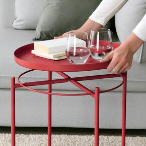 IKEA GLADOM Stolík s podnosom, červený, 45x53 cm - 2