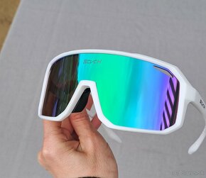 Slnečné športové okuliare nové biely rámik modré sklá - 2