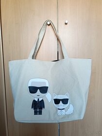 Béžová canvasová taška zn. Karl Lagerfeld - 2