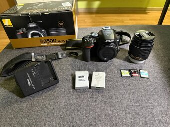 Nikon D3500 set – telo + 18–55mm, 2× batéria, 3x SD karta - 2