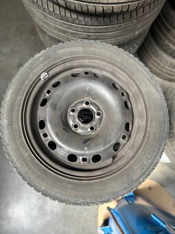 Plechove disky 5x100 r15 + pneu 195/55 r15 zimné - 2