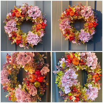 Jesenný veniec dekorácia na dvere 37cm Venček J8 - 2