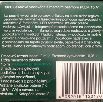 Laserová vodovaha s pásmom Parkside - 2