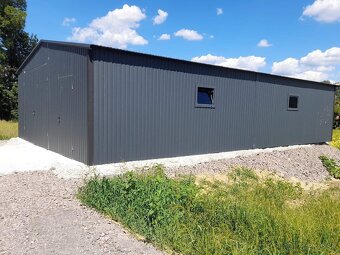 Plechová hala 6×10 m – Antracit RAL7016, sedlová strecha - 2
