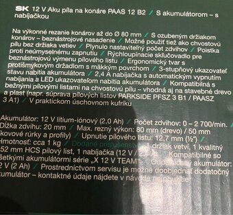 12V Aku Pilka na Konare Parkside - 2