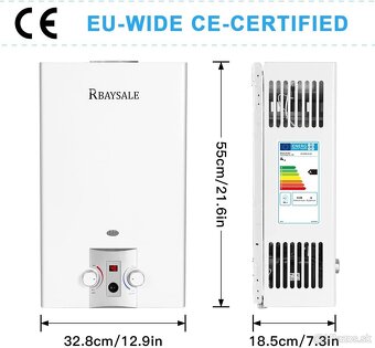 Plynový ohrievač vody 10L 20KW Beztankový plynový ohrievač v - 2