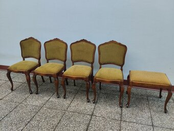 Barokní židle + taburet, rustikální, starožitný nábyte - 2