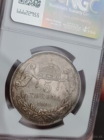 5 koruna 1909KB MS63 - TOP kus - krásna patina - 2