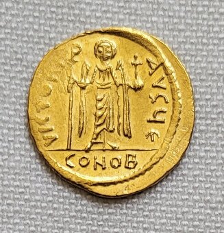 Zlatý solidus Phocas, 608-610, Byzantská ríša - 2
