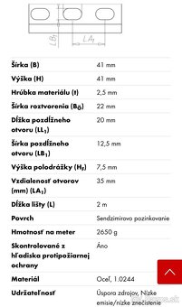 Predam montazne kolajnice C-prof. VARIFIX 41/41 Würth - 2