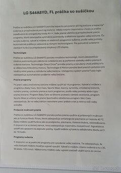 Predám práčku so sušičkou LG, rok používanú. - 2