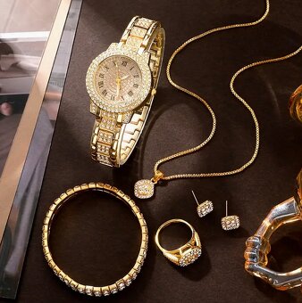 Dámsky 6-dielny elegantný set, zlatý - 2