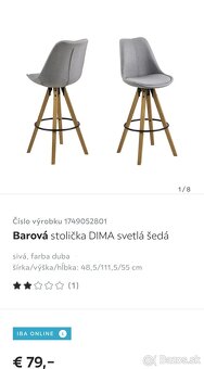Barová stolička tmavo šedá - 2