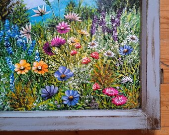 Obraz v starom drevenom okienku 56x57 cm - 2